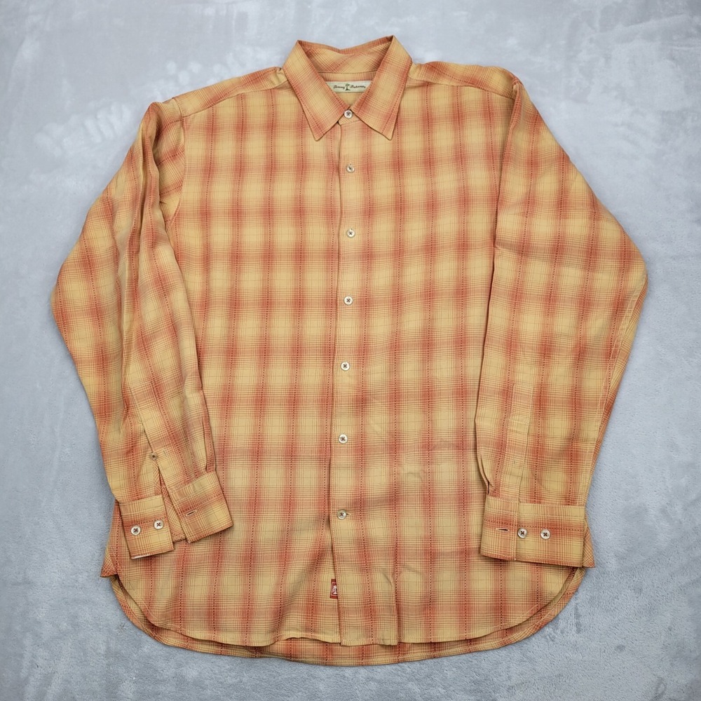 Tommy Bahama Shirt Men Medium Button Up Dress Island Work Office Tencel Adult L